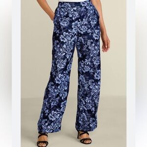 Soft Surroundings Aria Velvet Wide Leg Pants in navy